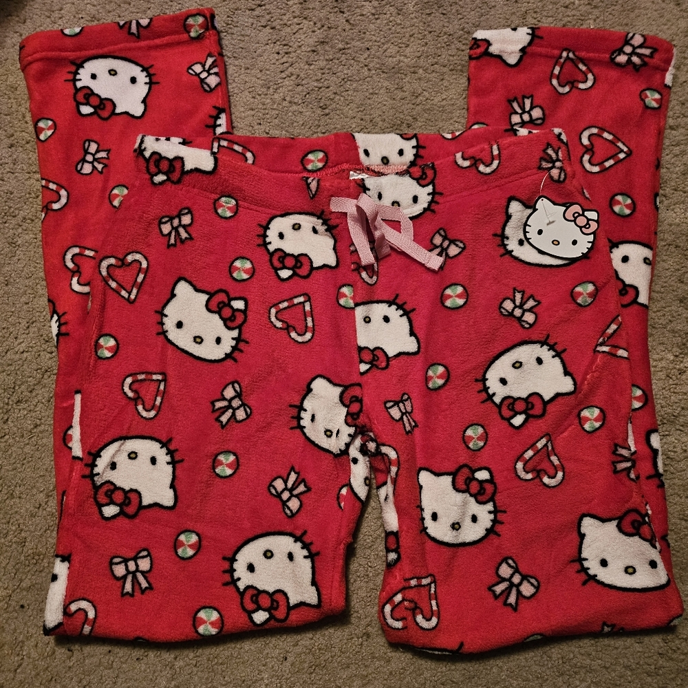 Hello Kitty Christmas Pajama Pants Size S L Hello kitty pajamas plush